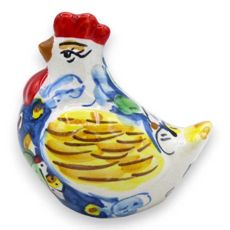 Caltagirone Ceramic Hen - h 8 x 7 cm approx. (1pc) with 3 color options and random decoration - 