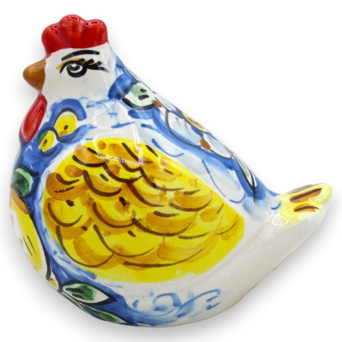 Caltagirone keramische kip - h 11 x 11 cm ongeveer. (1 st) met 3 kleuropties en willekeurige decoratie -  2