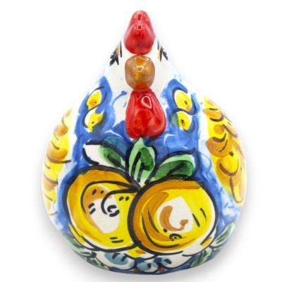Galinha Cerâmica Caltagirone - h 11 x 11 cm aprox. (1 unidade) com 3 opções de cores e decoração aleatória - 