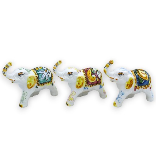 Elefante em cerâmica Caltagirone C 13 x h 12 cm aprox. (1 unidade) com 3 opções de cores e decoração aleatória - 