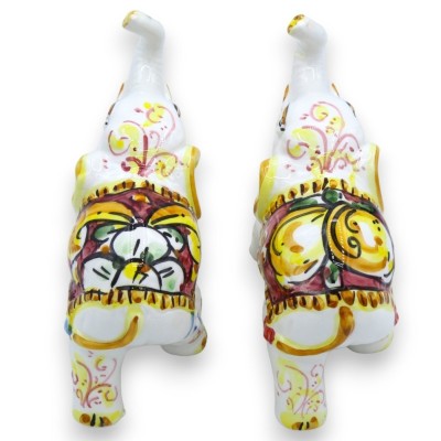 Elefante em cerâmica Caltagirone C 13 x h 12 cm aprox. (1 unidade) com 3 opções de cores e decoração aleatória - 