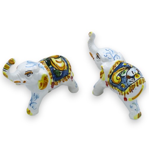 Elefant aus Caltagirone-Keramik, L 13 x H 12 cm, ca. (1 Stück) mit 3 Farboptionen und zufälliger Dekoration -  2