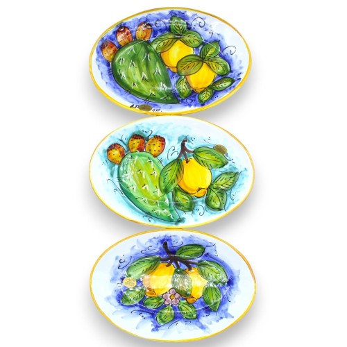 Plato de servir Oval Tray de cerámica siciliana L 25 x 17 (1ud) en 3 opciones de decoración - 