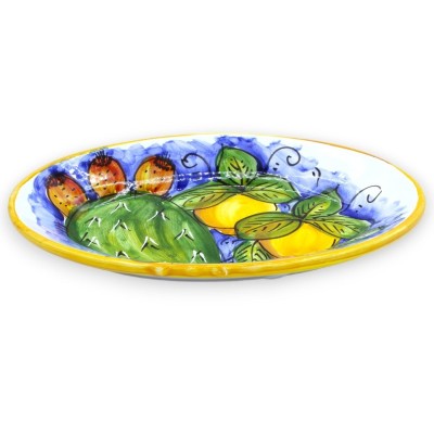 Bandeja oval em cerâmica siciliana C 25 x 17 (1 unidade) em 3 opções de decoração - 