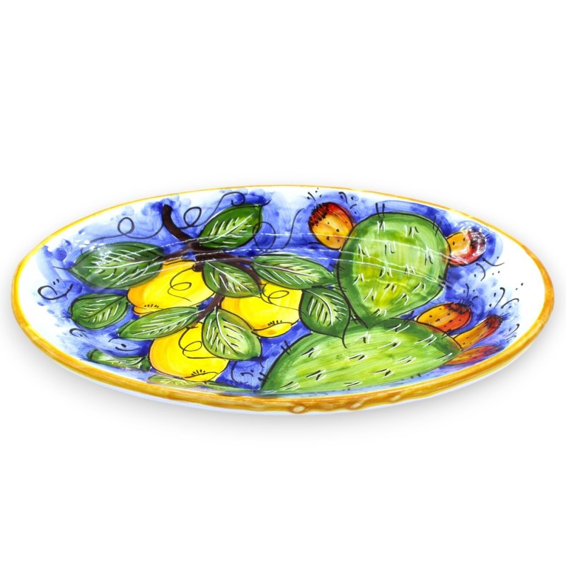 Ovales Serviertablett aus sizilianischer Keramik, L ca. 37 x 25 cm. (1 Stück) in verschiedenen Dekorationsmöglichkeiten 