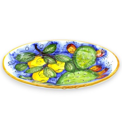 Oval serveringsbricka i siciliansk keramik L 37 x 25 cm ca. (1st) i olika dekorationsalternativ - 
