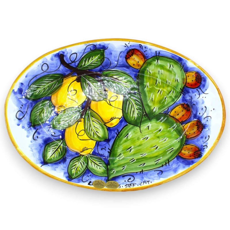 Oval serveringsbricka i siciliansk keramik L 37 x 25 cm ca. (1st) i olika dekorationsalternativ - 