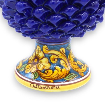 Siciliansk tallkotte i Caltagirone Keramik med 3 storleksalternativ (1 st) Koboltblå barock och blommig dekorationsstam 