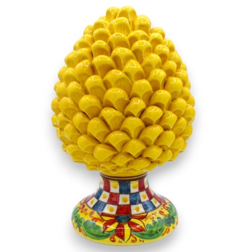 Siciliaanse dennenappel in Caltagirone-keramiek met 3 maatopties (1pc) Geel, Siciliaanse kardecoratiestam - 
