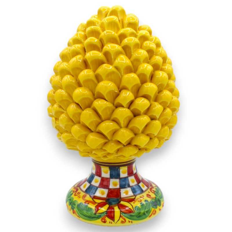 Sicilian Pine Cone in Caltagirone Ceramic with 3 size options (1pc) Yellow, Sicilian cart decoration stem - 