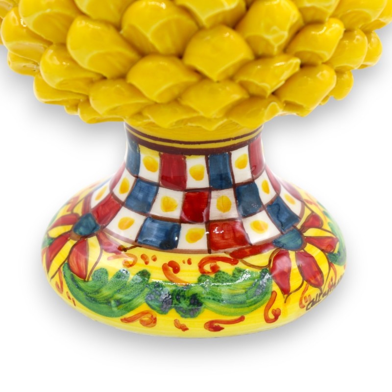 Pinha Siciliana em Cerâmica Caltagirone com 3 opções de tamanho (1 unidade) Amarelo, haste de decoração de carrinho sici