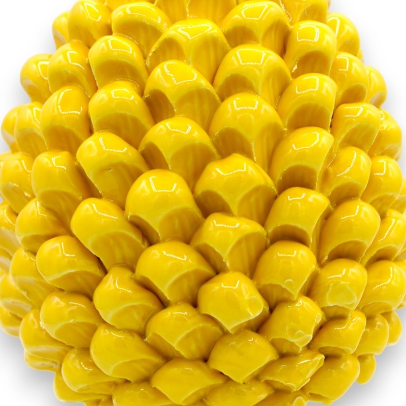 Pinha Siciliana em Cerâmica Caltagirone com 3 opções de tamanho (1 unidade) Amarelo, haste de decoração de carrinho sici