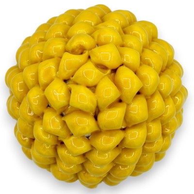Pinha Siciliana em Cerâmica Caltagirone com 3 opções de tamanho (1 unidade) Amarelo, haste de decoração de carrinho sici