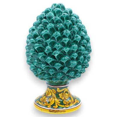 Pomme de pin sicilienne en céramique Caltagirone avec option h 25 cm ou h 30 cm environ. (1pc) Verderame, tige à décor b