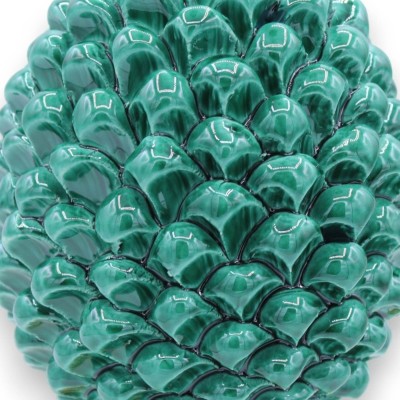 Pomme de pin sicilienne en céramique Caltagirone avec option h 25 cm ou h 30 cm environ. (1pc) Verderame, tige à décor b