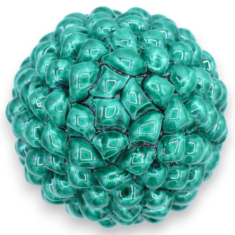 Pomme de pin sicilienne en céramique Caltagirone avec option h 25 cm ou h 30 cm environ. (1pc) Verderame, tige à décor b