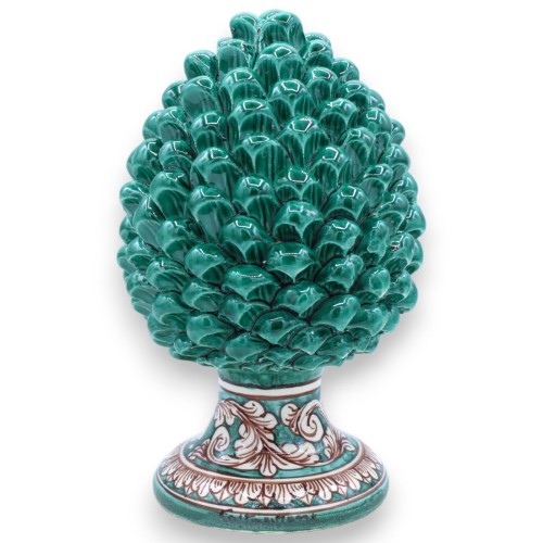 Sizilianischer Tannenzapfen aus Caltagirone-Keramik mit der Option ca. 25 cm oder 30 cm hoch. (1 Stück) Verderame, Stiel