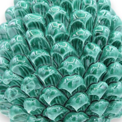 Pomme de pin sicilienne en céramique Caltagirone avec option h 25 cm ou h 30 cm environ. (1pc) Verderame, tige à décor b