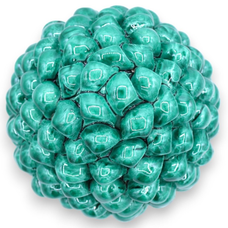 Pigna Siciliana in Ceramica Caltagirone con opzione h 25 cm o h 30 cm ca. (1Unità) Verderame, Gambo decoro barocco bianc