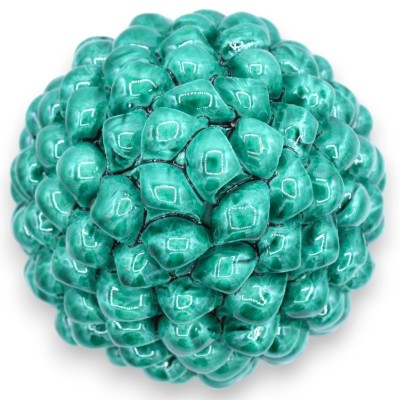 Pigna Siciliana in Ceramica Caltagirone con opzione h 25 cm o h 30 cm ca. (1Unità) Verderame, Gambo decoro barocco bianc