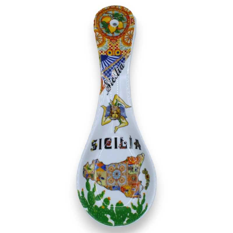 Skedstöd i keramik, h 25 cm ca. dekorerad med sicilien-tema - 