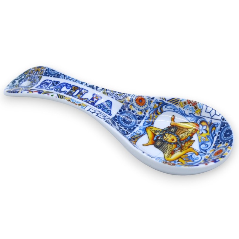 Skedstöd i keramik, h 25 cm ca. dekorerad med sicilien-tema - 
