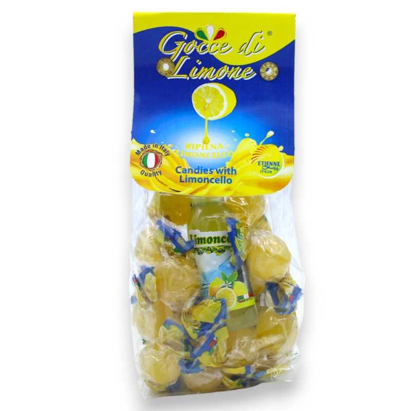 Hard candies filled with Limoncello, 150g + 50ml bottle of Limoncello - 