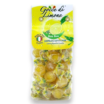 Fyllda och gnistrande hårda godisar, citronsmak - 200g - 