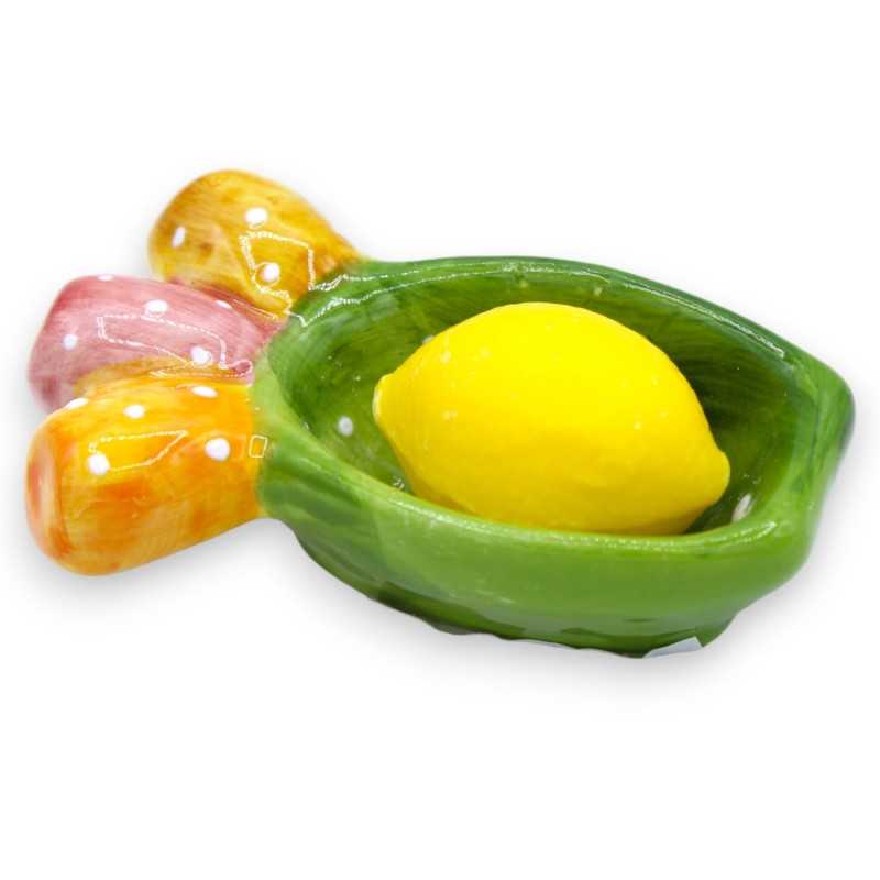 Lemon vegetable soap with prickly pear shovel in fine ceramic - 