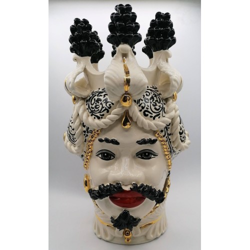 Hoofd van Moro Caltagirone met Gold Zecchino en Corona Pigne ongeveer 50 cm
