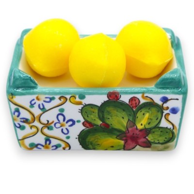 Sapone vegetale al limone con pala di ficodindia in pregiata ceramica - 