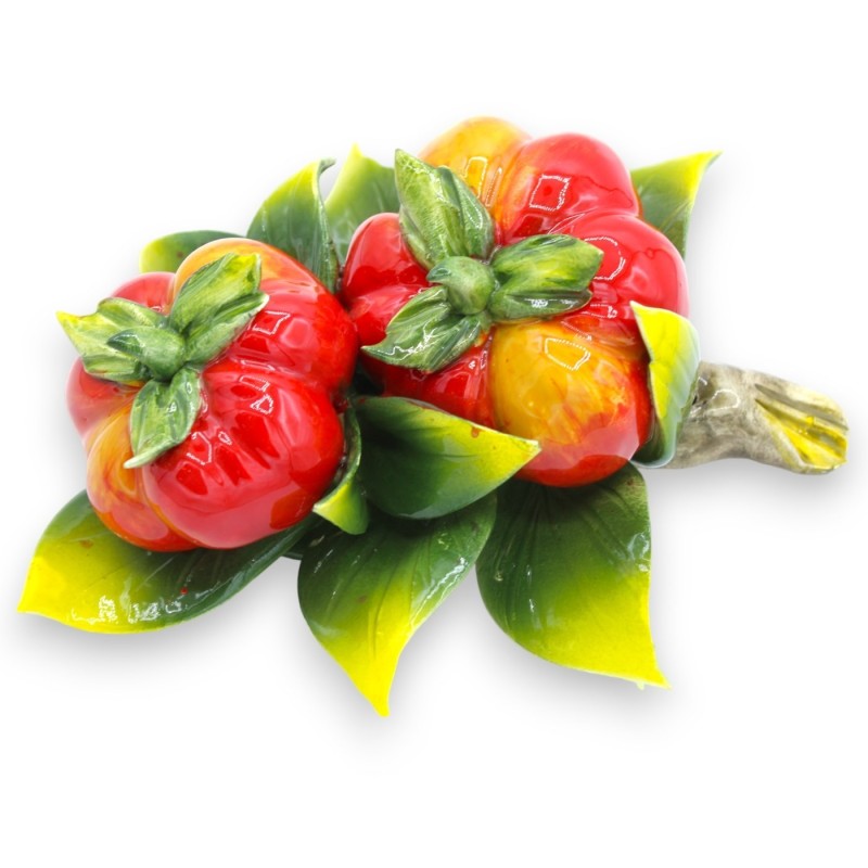 Bundle with composition of tomatoes and leaves in fine ceramic - h 20 x 15 cm approx. - 