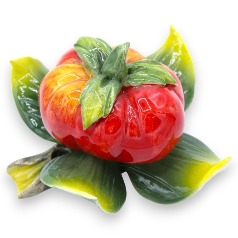 Faisceau avec composition de tomate et feuilles en céramique fine - h 13 x 12 cm environ. - 