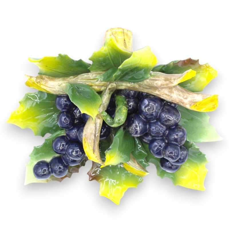 Fagot avec composition de raisins noirs avec branches et feuilles h 18 x 21 cm en céramique fine - 