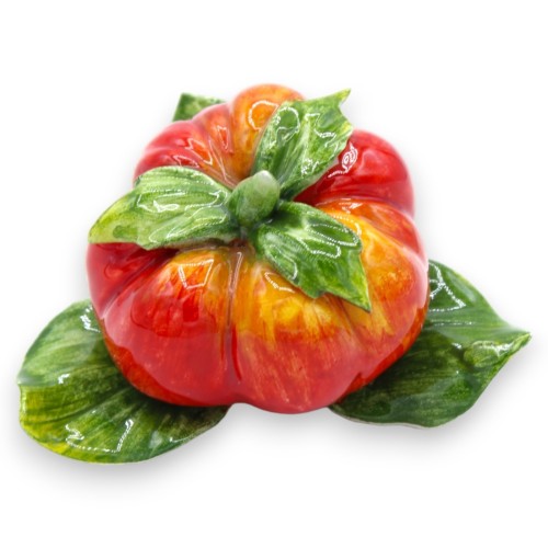 Fascio con composizione di pomodoro e foglie in pregiata ceramica - h 9 x 10 cm ca. -  2