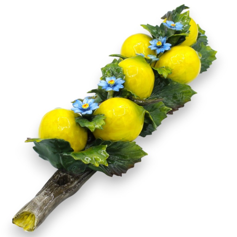 Pacote com composição de limões, flores e folhas em cerâmica fina - h 47 x 15 cm aprox. MD2 - 