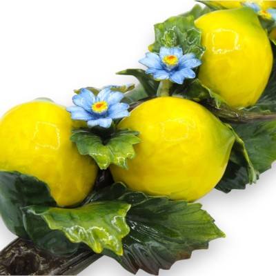 Bundle with composition of lemons, flowers and leaves in fine ceramic - h 47 x 15 cm approx. MD2 - 