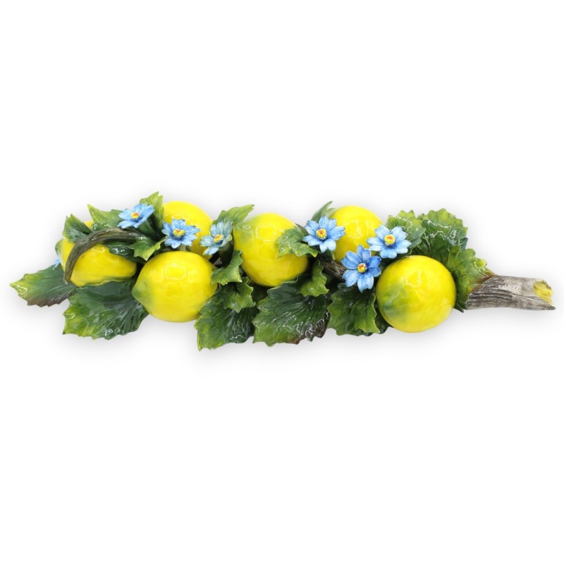 Faisceau avec composition de citrons, fleurs et feuilles en céramique fine - h 47 x 15 cm environ. MD2 - 