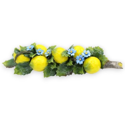 Bundle with composition of lemons, flowers and leaves in fine ceramic - h 47 x 15 cm approx. MD2 - 