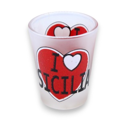 Borrelglas in mat glas Ø 5 cm en h 6 cm ca. - IK HOU VAN SICILIË - MD1 - 