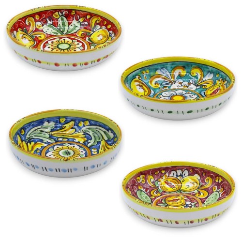 Ciotola fonda in ceramica Caltagirone - Ø 20 cm e h 6 cm ca. (1pz) 4 opzioni colore e decoro casuale - 