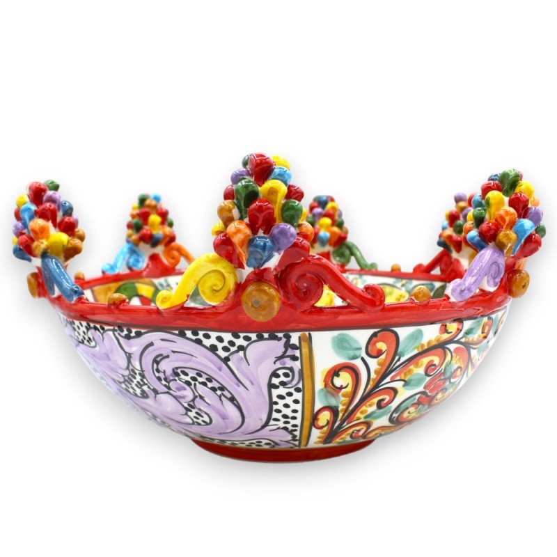 Ceramiczny element centralny Caltagirone, seria ÈLITE, Ø ok. 35 cm. Dekoracja sycylijskiego wózka i wielobarwnych szysze