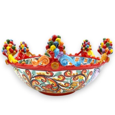Ceramiczny element centralny Caltagirone, seria ÈLITE, Ø ok. 35 cm. Dekoracja sycylijskiego wózka i wielobarwnych szysze