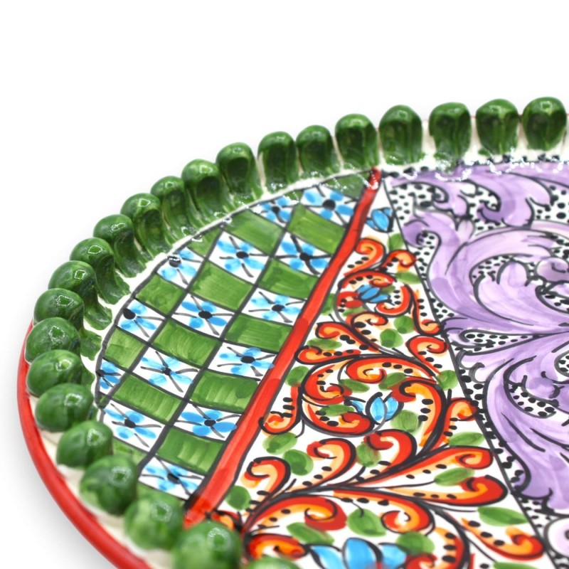 Piatto Centrotavola pigna in ceramica Caltagirone serie ÈLITE Ø 38 cm ca. decoro carretto - 