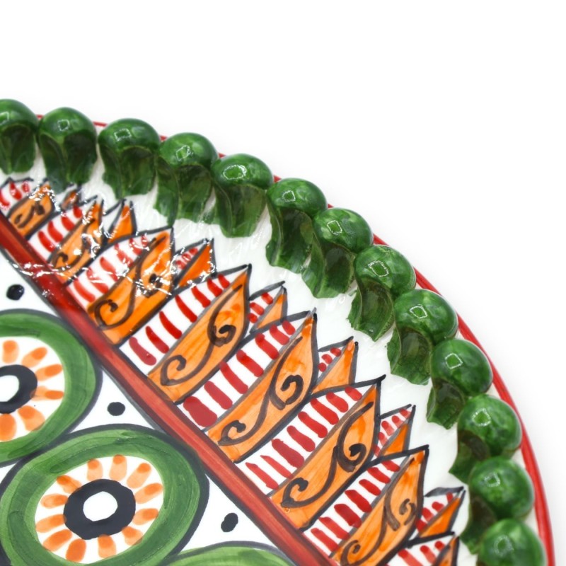 Piatto Centrotavola pigna in ceramica Caltagirone serie ÈLITE Ø 38 cm ca. decoro carretto - 