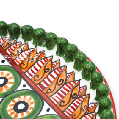 Mittelteller mit Tannenzapfenrand Caltagirone-Keramik ÈLITE-Serie Ø 38 cm ca. Sizilianische Karrendekoration - 