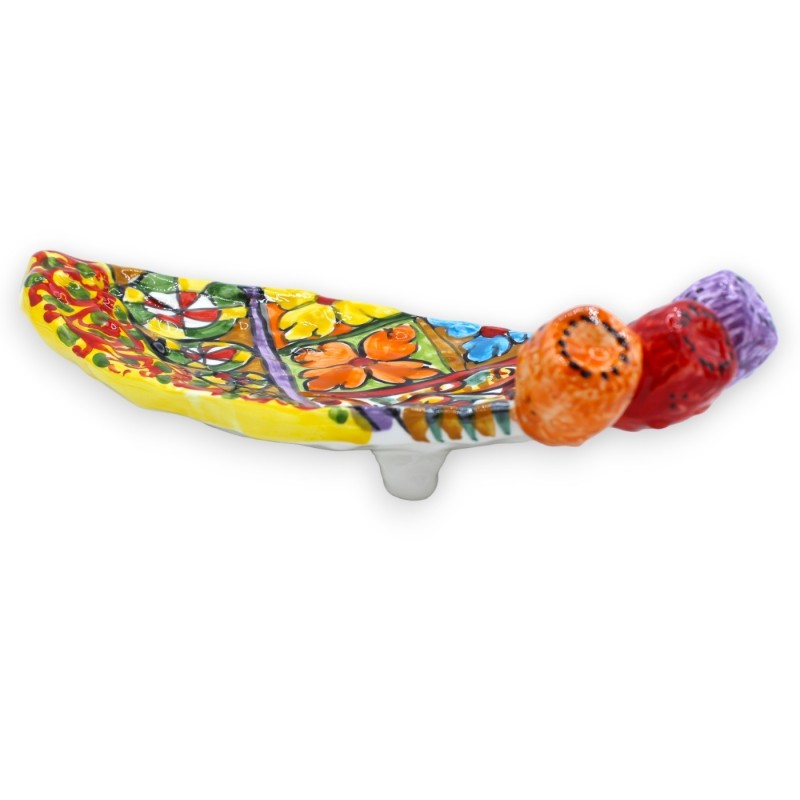 Pá de figo da Índia Caltagirone esvaziador de bolso de cerâmica série ÈLITE, L 30 cm x 12 cm aprox. Decoração de carrinh