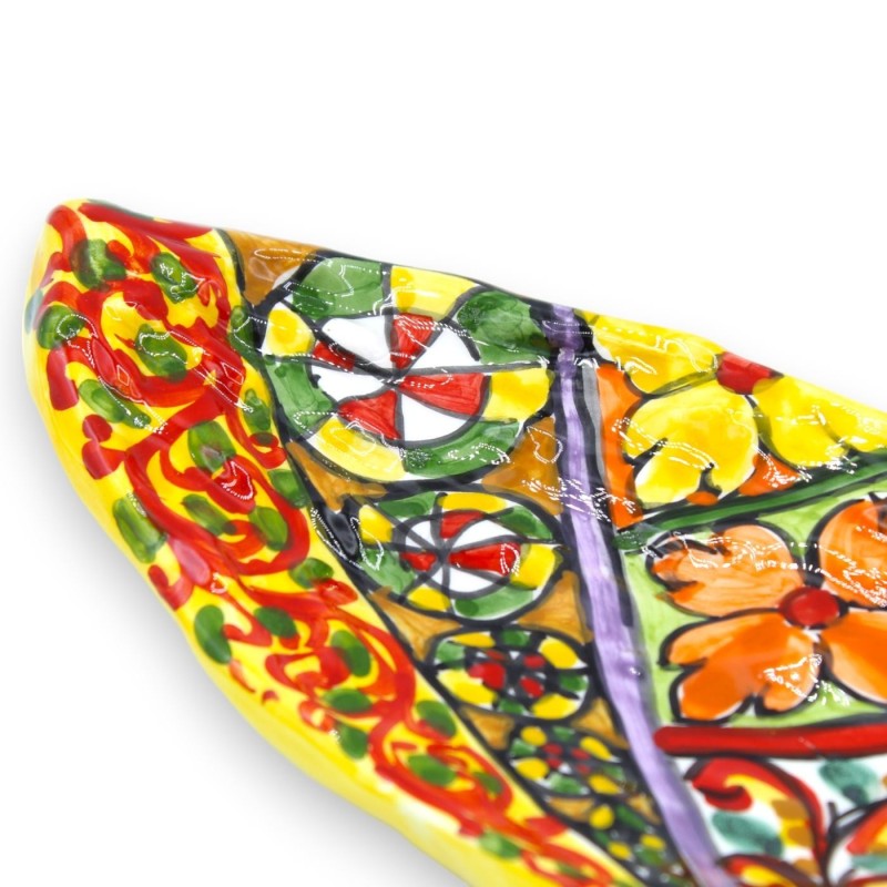 Kaktusfeigenschaufel Caltagirone Keramik-Taschenentleerer ÈLITE-Serie, L 30 cm x 12 cm ca. Sizilianische Karrendekoratio