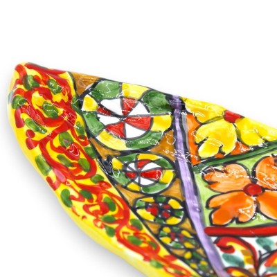 Prickly pear shovel Caltagirone ceramic pocket emptier ÈLITE series, L 30 cm x 12 cm approx. Sicilian cart decoration - 