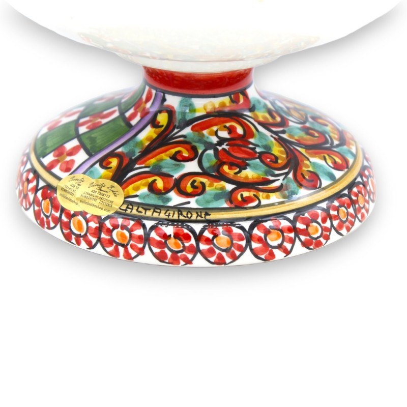 Alzata Pigna in ceramica Caltagirone Serie Èlite Ø 26 cm, h 16 cm ca. decoro carretto siciliano - 